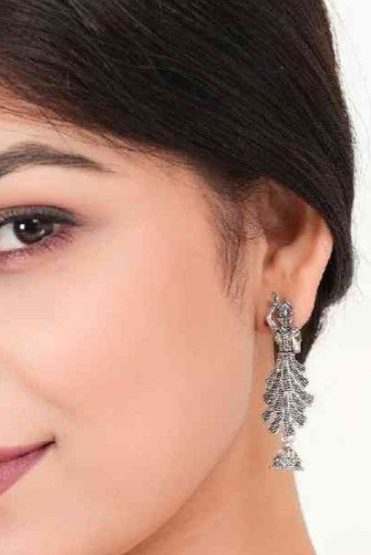 Dancing Dolls - Silver Oxidized Jhumkas