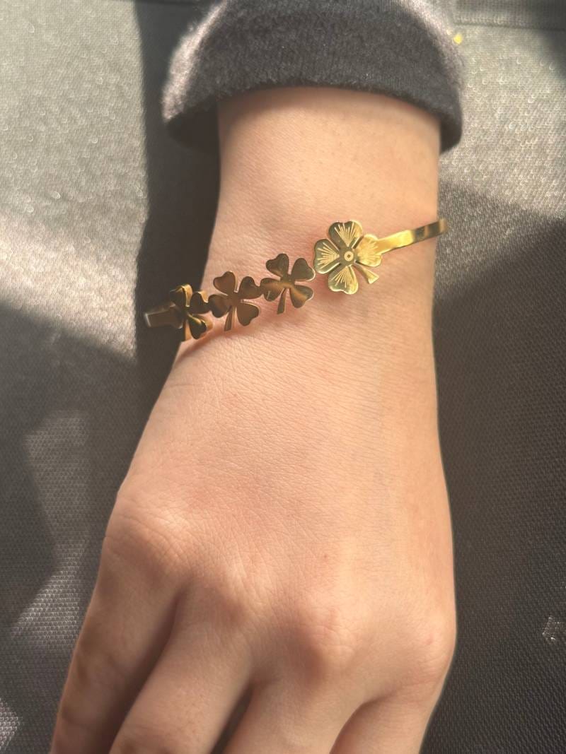 Golden Clover Bloom Adjustable Bracelet