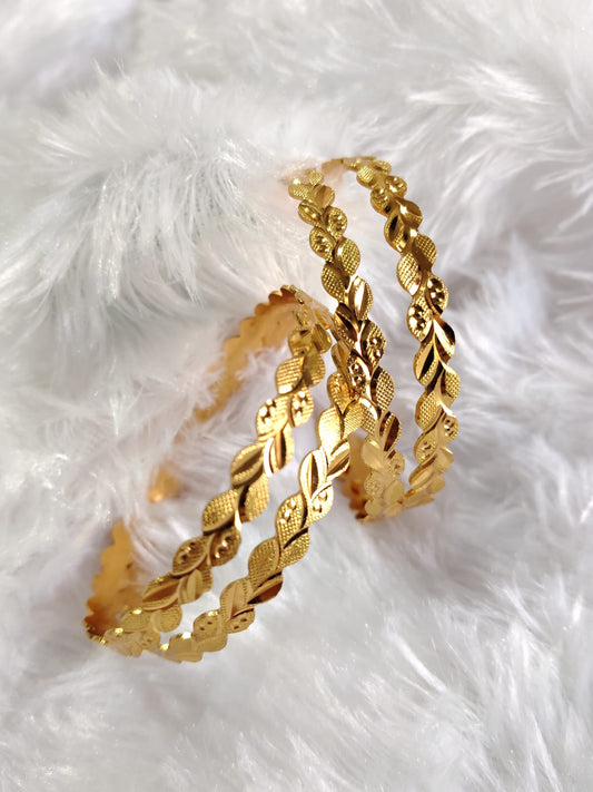 Golden Vine Designer Bangles - Nature’s Elegance in Gold