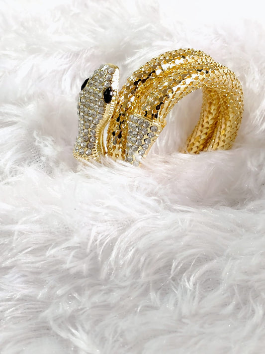 Serpentine Luxe Crystal Gold Bracelet