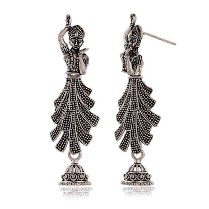 Dancing Dolls - Silver Oxidized Jhumkas