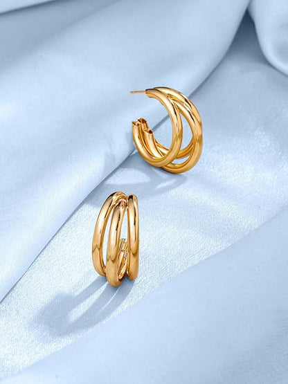 Layered golden Hoops
