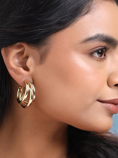 Layered golden Hoops