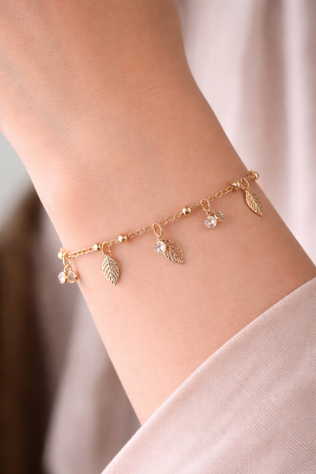 Golden Leaf Charm Bracelet