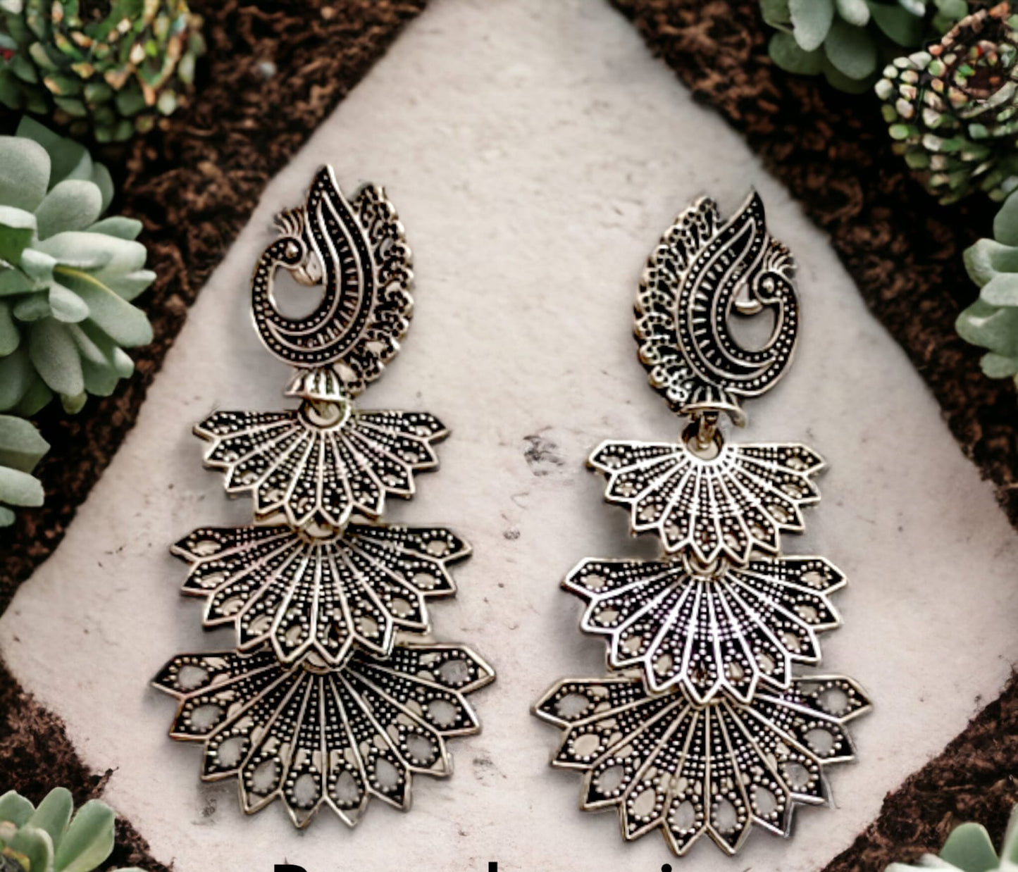 Royal Peacock Cascade Statement Earrings