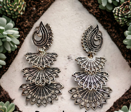 Royal Peacock Cascade Statement Earrings