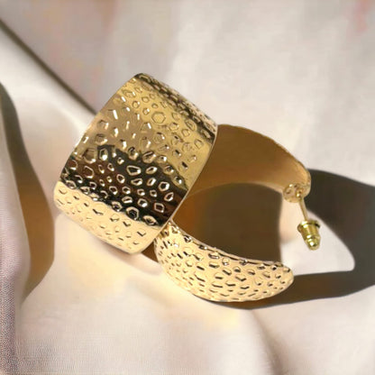 Gold Hammered Hoops