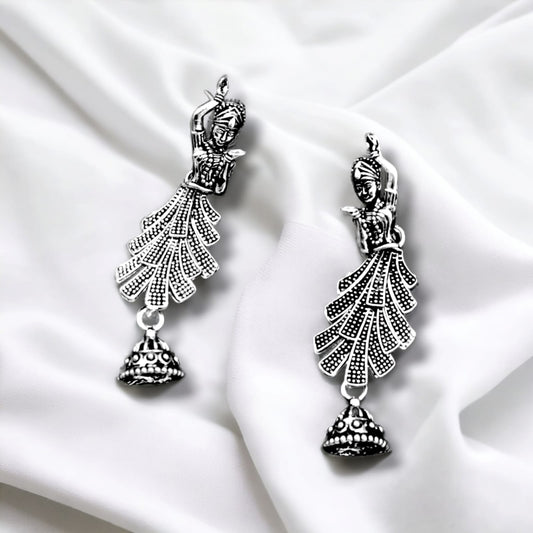 Dancing Dolls - Silver Oxidized Jhumkas