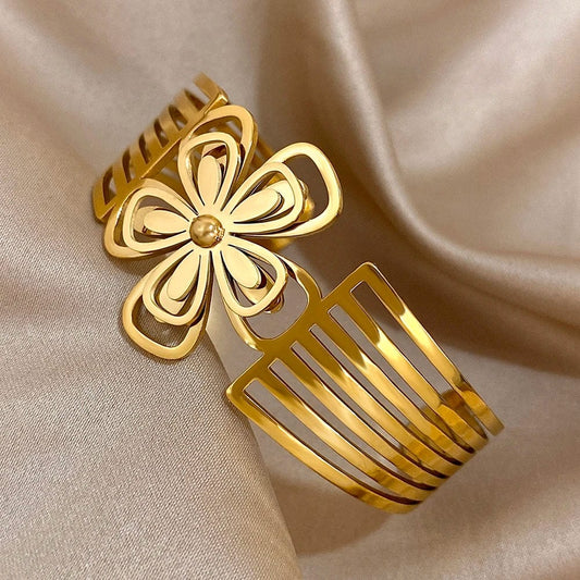 Golden Blossom Statement Cuff