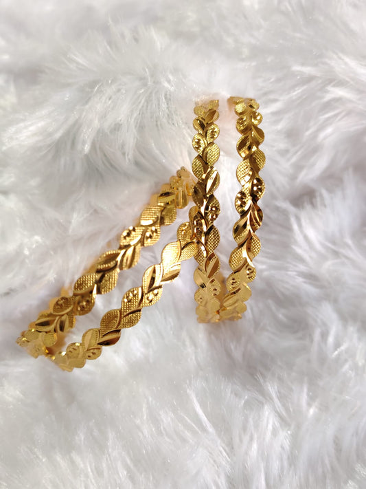 Golden Vine Designer Bangles - Nature’s Elegance in Gold