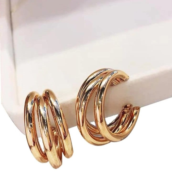 Layered golden Hoops
